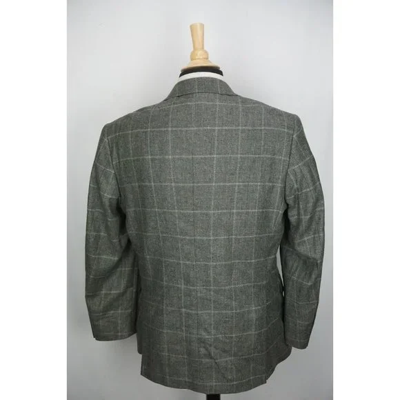 Jos A Bank Signature Collection Tailored Fit Silk Linen Gray Plaid Sport Coat 41